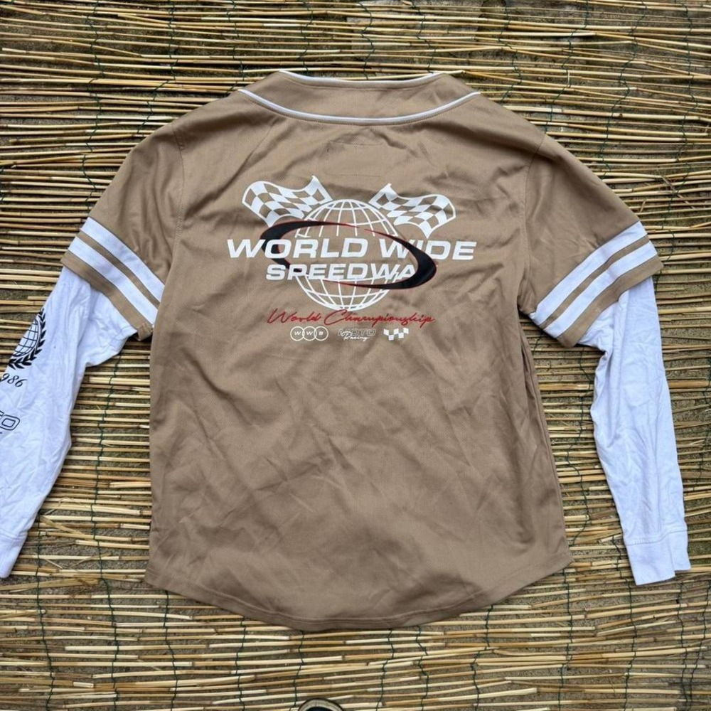 Brooklyn Cloth Worldwide Speedway Baseball Jersey Shirt Men's Large Long Sleeve - Picture 6 of 8